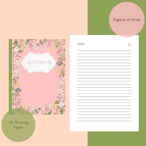 Digital Daily Notebook, Digital Journal | Customizable | Instant Download Digital File | Canva Editable - 50 Pages