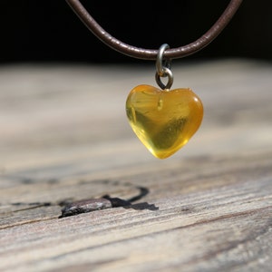 Genuine Amber Heart Pendant Necklace Honey Orange Amber Love Charm Hand Sculpted Birthday Mother's Day Gift Jewelry image 1