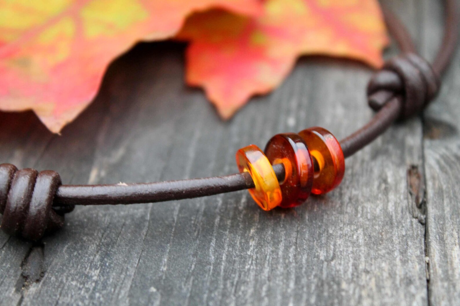 Amber Leather Pendant / Necklace for Men / Minimalist jewelry Etsy