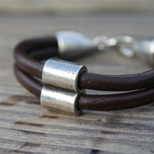 Leather Mens Bracelet Gift For Him Urban Hunter Bracelet Birthday Gift Men Dude Dad Boyfriend Silver image 4