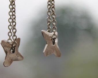 Dangle Star Earrings Flying Star Charms, celestial earrings, space earrings, long chain, Unique Design and Handcrafted