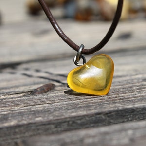 Genuine Amber Heart Pendant Necklace Honey Orange Amber Love Charm Hand Sculpted Birthday Mother's Day Gift Jewelry image 5