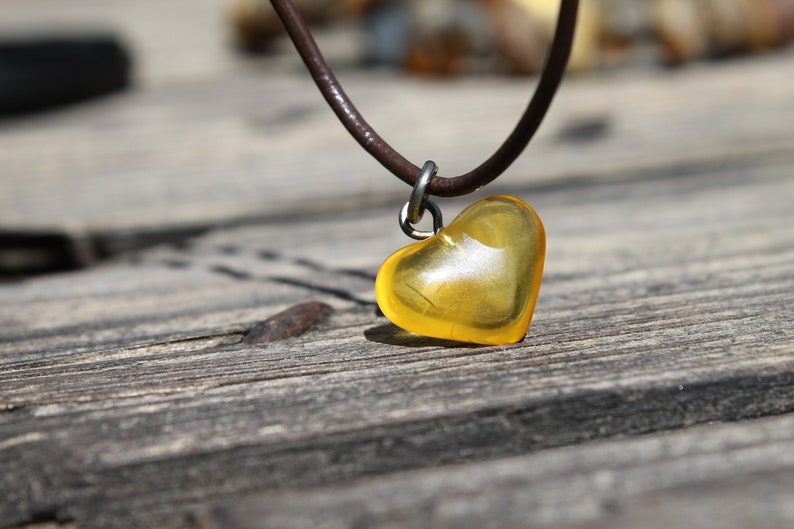 Genuine Amber Heart Pendant Necklace Honey Orange Amber Love Charm Hand Sculpted Birthday Mother's Day Gift Jewelry image 5