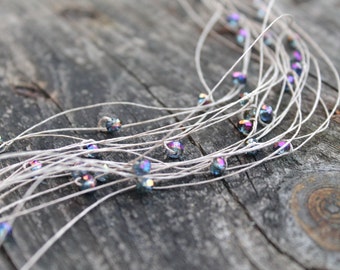 Crystal Necklace Sparkling Multistrand Glitter  Victorian Jewelry Bridesmaid Gift Idea under 50 Vintage Wedding Art Deco