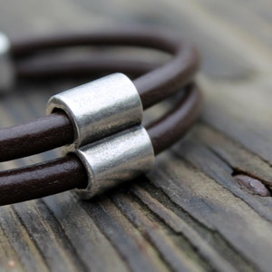 Leather Mens Bracelet Gift For Him Urban Hunter Bracelet Birthday Gift Men Dude Dad Boyfriend Silver image 1