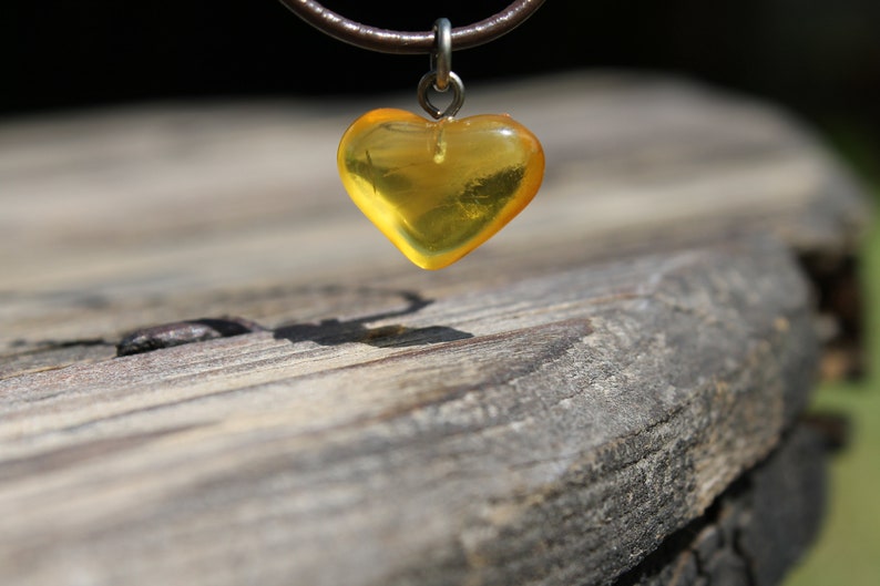 Genuine Amber Heart Pendant Necklace Honey Orange Amber Love Charm Hand Sculpted Birthday Mother's Day Gift Jewelry image 4