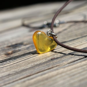 Genuine Amber Heart Pendant Necklace Honey Orange Amber Love Charm Hand Sculpted Birthday Mother's Day Gift Jewelry image 9