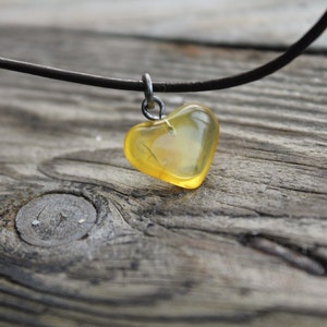 Genuine Amber Heart Pendant Necklace Honey Orange Amber Love Charm Hand Sculpted Birthday Mother's Day Gift Jewelry image 3