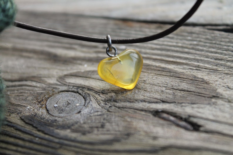 Genuine Amber Heart Pendant Necklace Honey Orange Amber Love Charm Hand Sculpted Birthday Mother's Day Gift Jewelry image 3