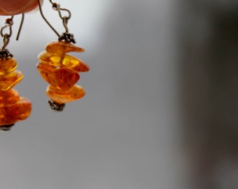 Amber Earrings Genuine Amber Jewelry Yellow Orange Amber Pure Natural Style Drops of sun golden Bee Earrings Honey Drops Earrings.