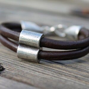 Leather Mens Bracelet Gift For Him Urban Hunter Bracelet Birthday Gift Men Dude Dad Boyfriend Silver image 8