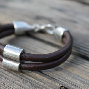 Leather Mens Bracelet Gift For Him Urban Hunter Bracelet Birthday Gift Men Dude Dad Boyfriend Silver image 10