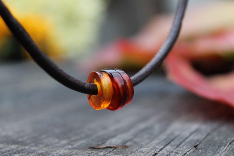 Amber Leather Pendant / Necklace for Men / Minimalist Jewelry Etsy