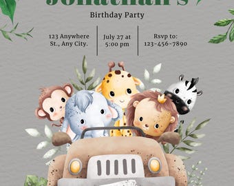 Birthday invitation, printable invite, personalized birthday card, digital download, editable birthday invite, kids birthday invite, fun