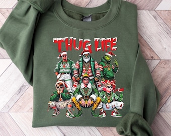 Sudadera navideña Thug Life: Camiseta divertida de película navideña, sudadera con capucha navideña, sudadera navideña
