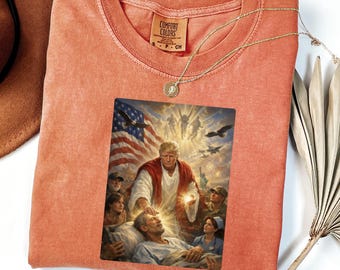 Comfort Colors Patriotic Graphic Tee, Religious Healing Art Shirt