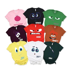 Inside Out Shirts, Inside Out Characters Costume, Inside Out Group Matching, Inside Out 2 Family Party, Halloween Matching Costume T Shirt
