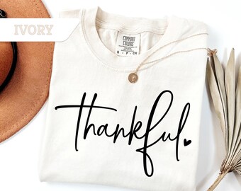 Comfort Colors Thankful Shirt: Garment-Dyed Thanksgiving Tee