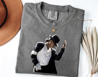 Camiseta con guante de Michael Jackson, camiseta retro del Rey del Pop MJ, colores cómodos de la música de los 80