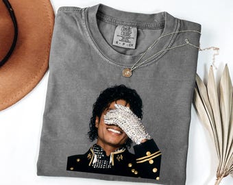 Camiseta con guante de Michael Jackson, camiseta retro del Rey del Pop MJ, colores cómodos de la música de los 80