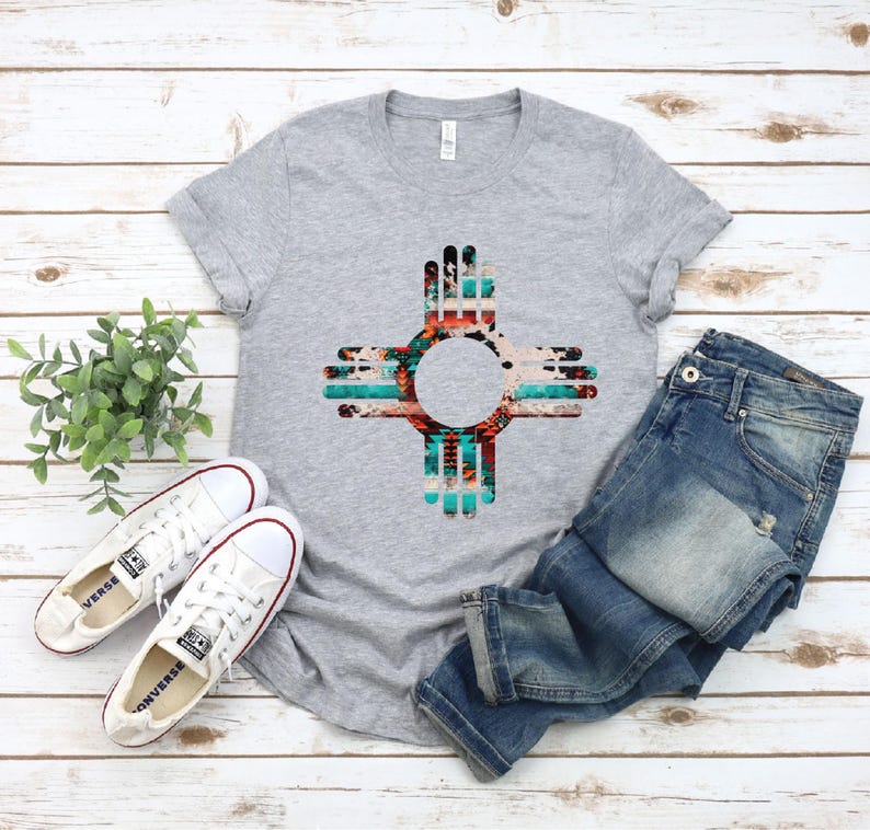 New Mexico Flag Shirt: Zia Symbol Cotton Tee - Etsy