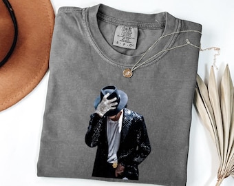 Camiseta con guante de Michael Jackson, camiseta retro del Rey del Pop MJ, colores cómodos de la música de los 80