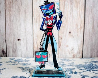 Vox Glitch Glam Acrylic Standee | Hazbin Hotel Fan Art | Retro Demon Display | Broadcast Villain Collectible
