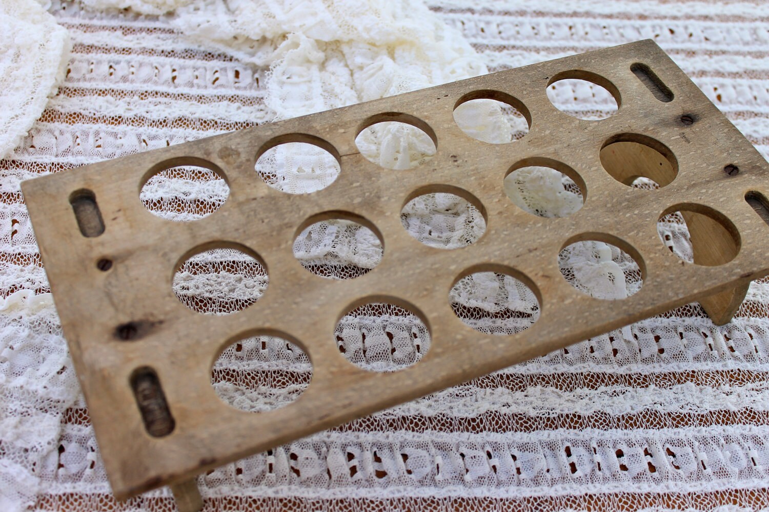 Vintage Primitive Farm Wood Egg Holder Etsy