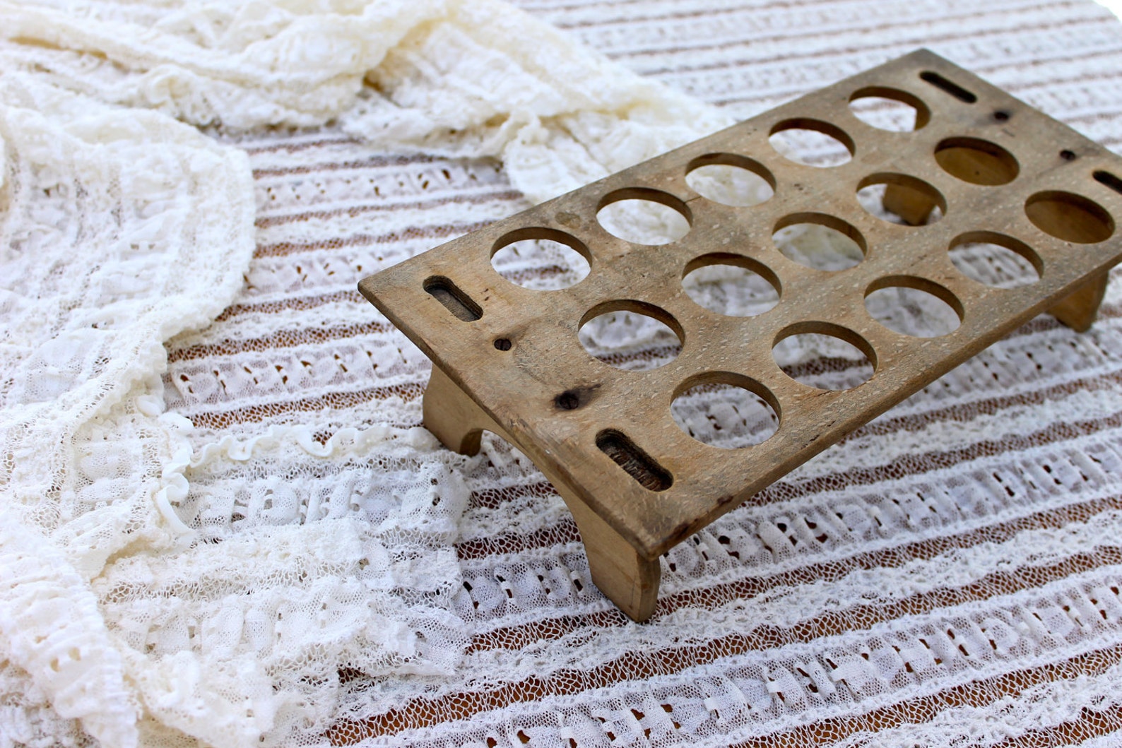 Vintage Primitive Farm Wood Egg Holder Etsy