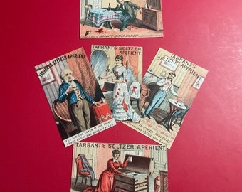 Victorian Trade Cards, Set of 5 Advertising Tarrant’s Seltzer