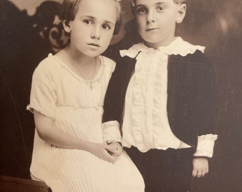 Victorian era Sepia Photo of brother and sister, project piece