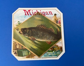 Vintage cigar box label Michigan