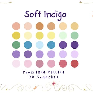 Soft İndigo Color Palette Procreate Bundle for Artists Color Swatches Procreate Brush Colorful Palette Soft iPad Procreate Tools Digital Art