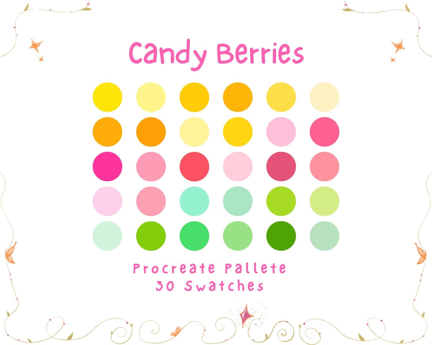 Pacote de paletas de cores para Procreate Candy Berries – Swatches suaves e coloridos para arte digital no iPad