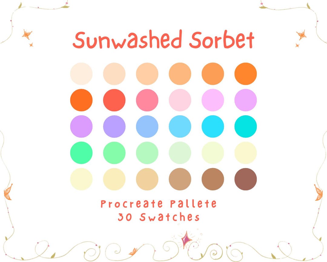Sun Washed Color Sunwashed Sorbet Color Palette Procreate Bundle for Artists Color ...