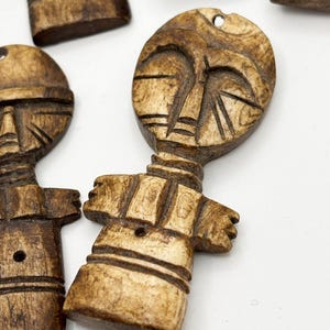 Vintage Ashanti Hand-Carved Bone &#39;Fertility Pendants&#39; Ghana, 8 Available, 1960s, Average Size 1.75&quot; Tall x .75&quot; wide