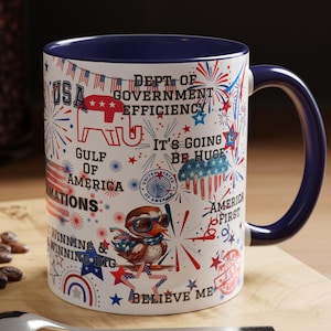 Affirmations Cup Trump President Coffee Mug Election Party Funny Cup Ceramic Tea MAGA DOGE Cup Patriotic Mug Gulf of America Coffee Cup