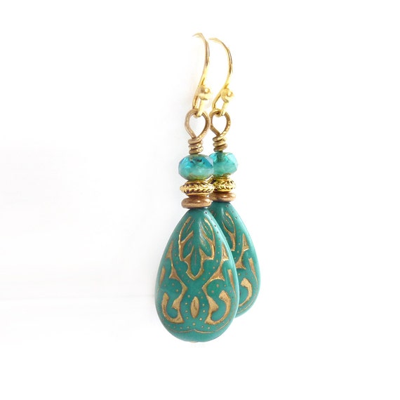 Rick Tolino Cobblestone Inlay Teardrop Turquoise Earrings