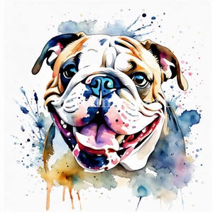 10 High Quality Designs of Bulldog Clip Art 10 JPGs - Digital Print, Watercolor, Wall Art, Commercial Use - Digital Download