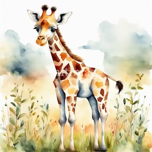 8 hochwertige Designs von niedlichen Giraffen Clip Art 8 JPGs, Digitaldruck, Aquarell, Wandkunst, kommerzielle Nutzung - digitaler Download