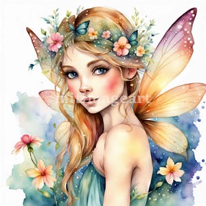 15 High Quality Designs of Enchanted Fairies Clip Art 15 JPGs - Digital Print, Watercolor, Wall Art, Commercial Use - Digital Download
