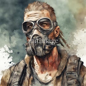 13 Post Apocalyptic Dogs Clipart 13 JPGs - High Quality Designs, Digital Print, Watercolor, Wall Art, Commercial Use (Digital Download)