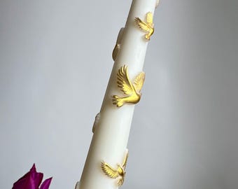 Dove Taper Candle, Wedding Ceremony Decor, Olive Wax Favor