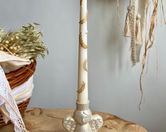 Guardian Angel Candle Holder, Prayer Candle Set, Baptism Gift, Family Blessing Decor