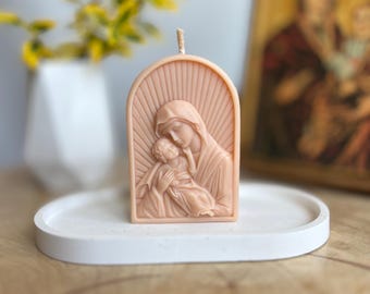 Motherhood Beeswax Candle, Virgin Mary Figure, Baptism Gift, Spiritual Home Altar