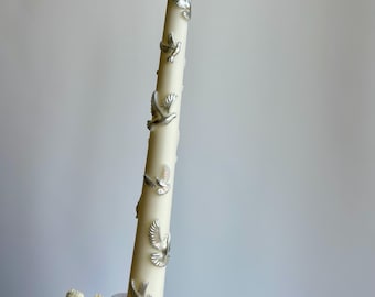 Silver Dove Taper Candle, Olive Beeswax Blend, Wedding Unity Ceremony Decor