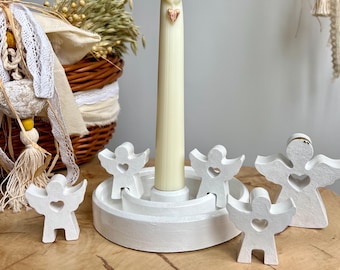 Guardian Angel Candle Holder, Prayer Candle Stand, Baptism Gift, Family Blessing Decor