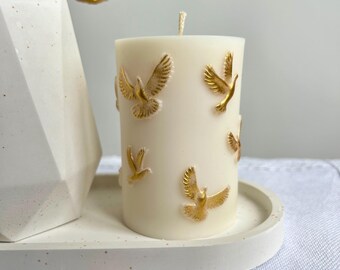 Dove Pillar Candle, Baptism Decor, Wedding Ceremony Candle