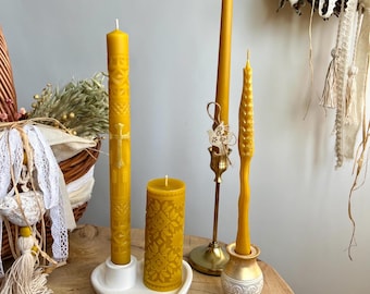 Ceremonial Beeswax Candles, Prayer Candle Set, Natural Beeswax Wedding & Baptism Gift