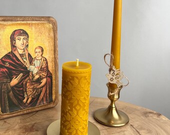 Ceremonial Beeswax Set, Natural Prayer Candles, Wedding Unity Gift, Church Altar Decor, Baptism Candle